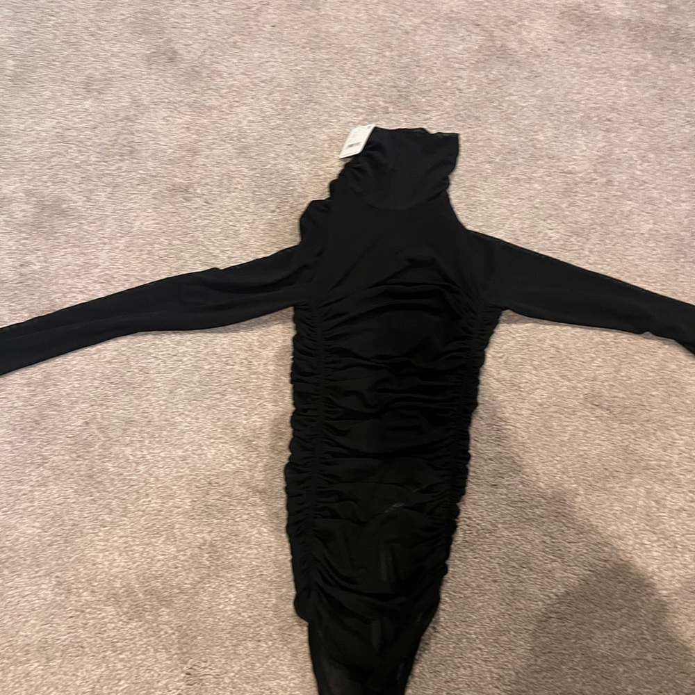 Free People Black Ruched Bodysuit
